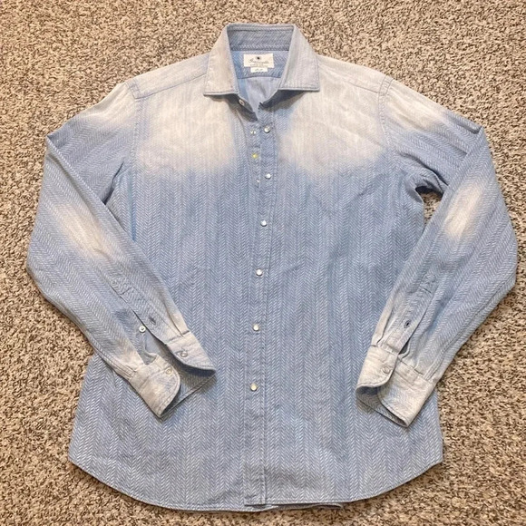 Giannetto Portofino Made in Italy Chambray Cotton Button Down Shirt - Picture 1 of 11